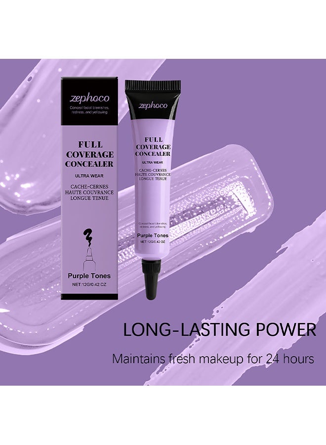 zephoco Make-Up Primer, Purple Color Corrector Face Primer, Hydrating And Anti-Redness Makeup Base, Pore Minimizer For Red And Blemished Skin, Long-Lasting Vegan Primer For Smooth Makeup Application 12g(#Purple tone) - Image 3